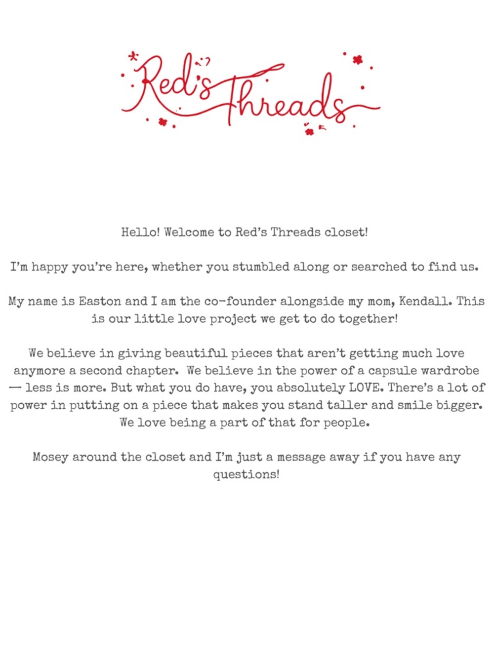Red’s Threads | About